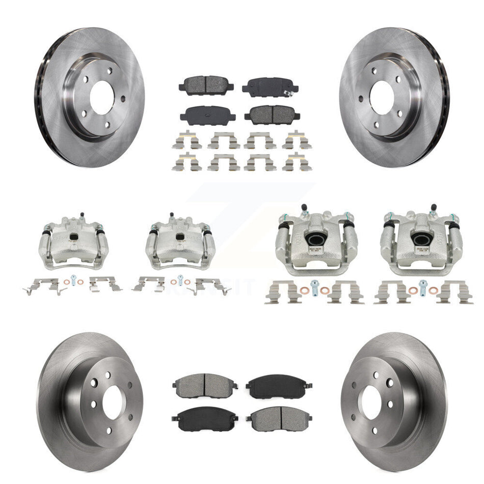 Front Rear Disc Brake Caliper Rotors And Semi-Metallic Pads Kit (10Pc) For Nissan Sentra KC8-101116S