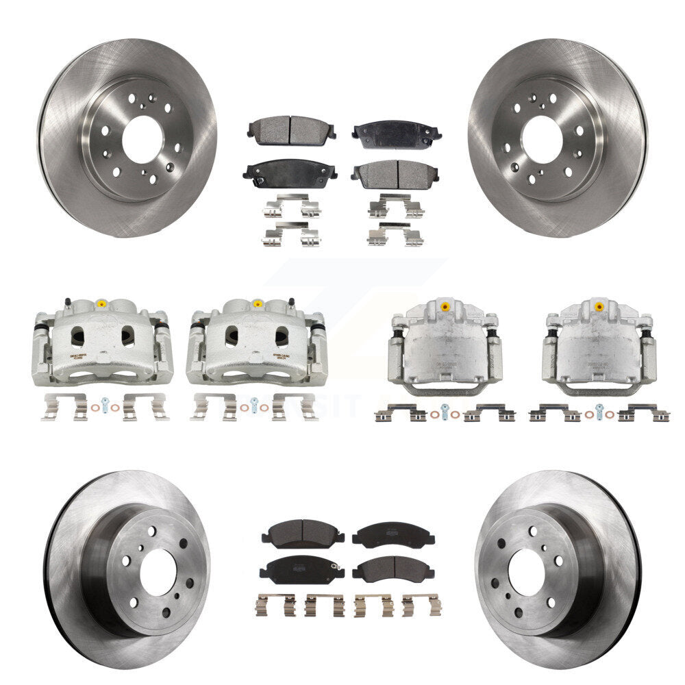 Front Rear Brake Caliper Rotors Semi-Metallic Pad Kit (10Pc) For Chevrolet GMC Sierra XL KC8-101117P