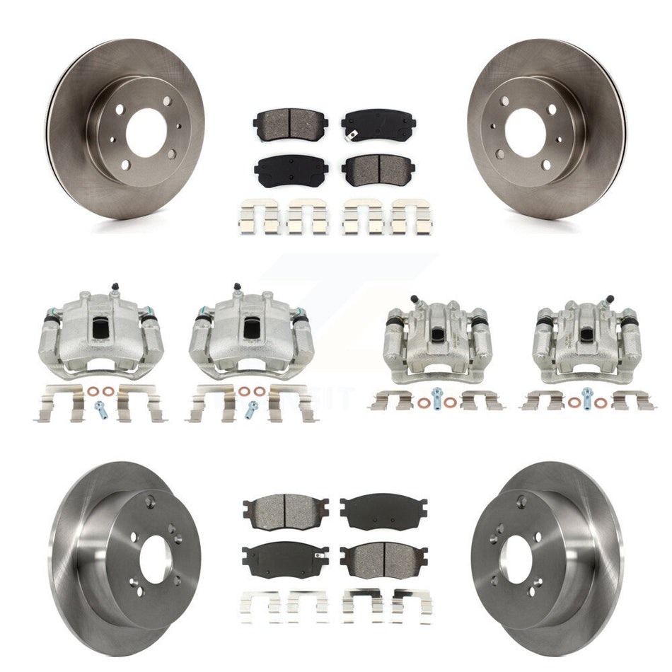 Front Rear Disc Brake Caliper Rotors And Semi-Metallic Pads Kit (10Pc) For 2006 Hyundai Accent Hatchback KC8-101118S