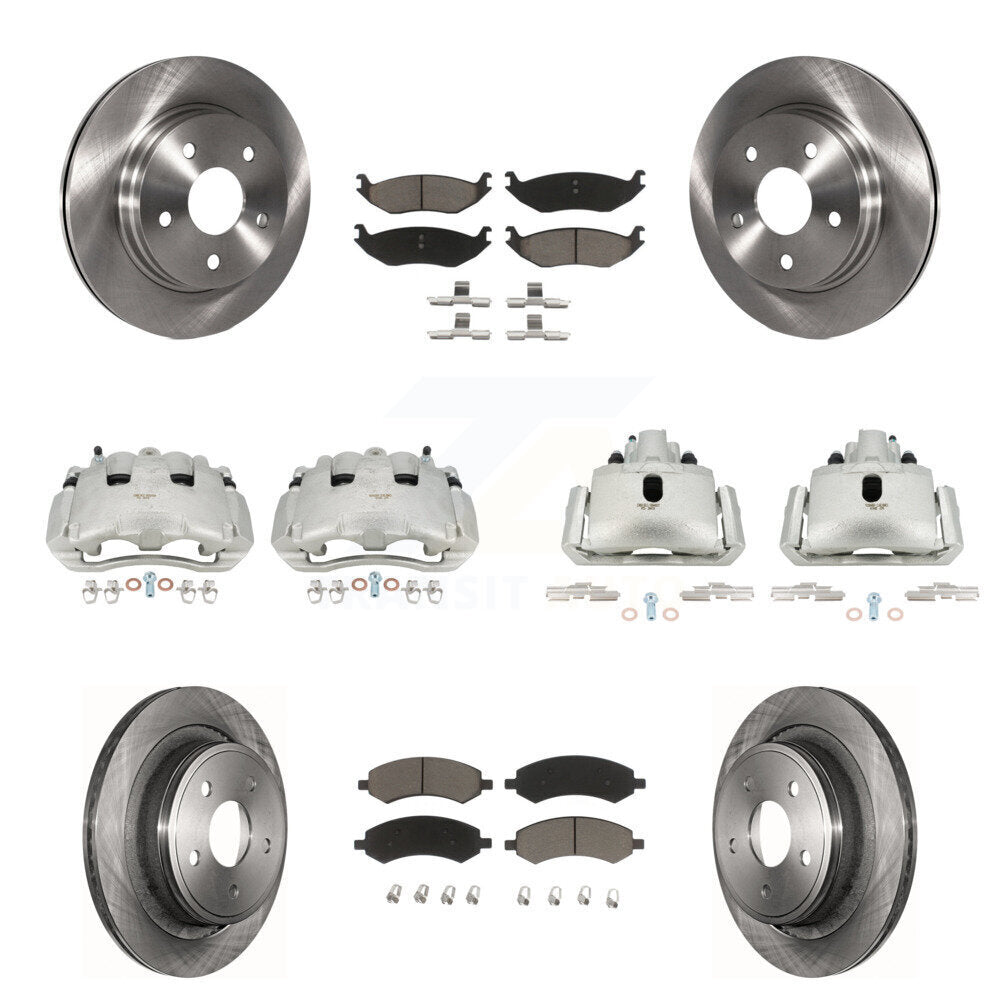 Front Rear Disc Brake Caliper Rotors And Ceramic Pads Kit (10Pc) For Dodge Ram 1500 KC8-101124C