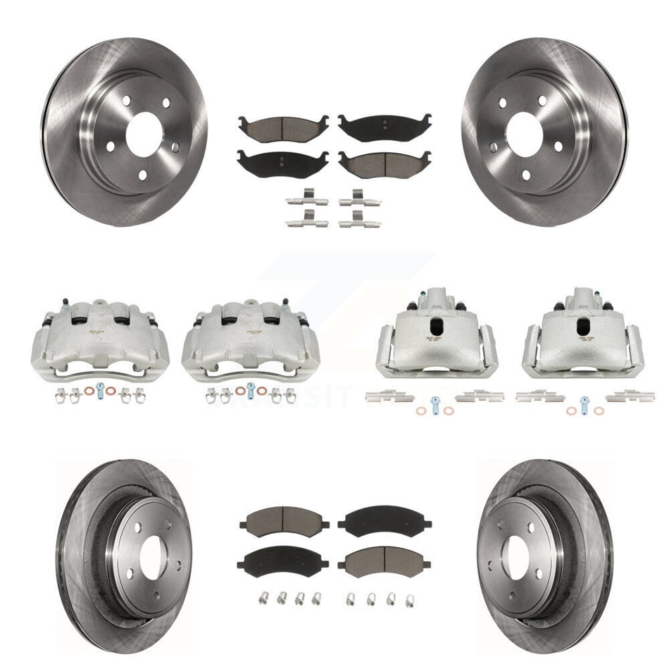 Front Rear Disc Brake Caliper Rotors And Ceramic Pads Kit (10Pc) For Dodge Ram 1500 KC8-101124C