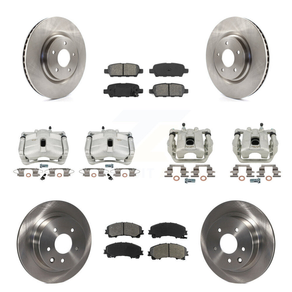 Front Rear Disc Brake Caliper Rotors And Semi-Metallic Pads Kit (10Pc) For 2014-2015 Nissan Rogue SL With 3rd Row Seating KC8-101124S