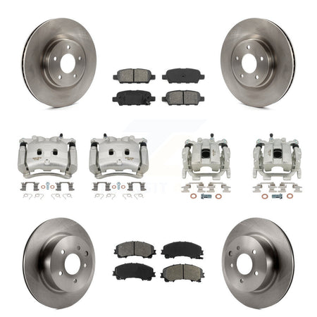 Front Rear Brake Caliper Rotors Semi-Metallic Pad Kit (10Pc) For 2016-2017 INFINITI QX50 KC8-101125S