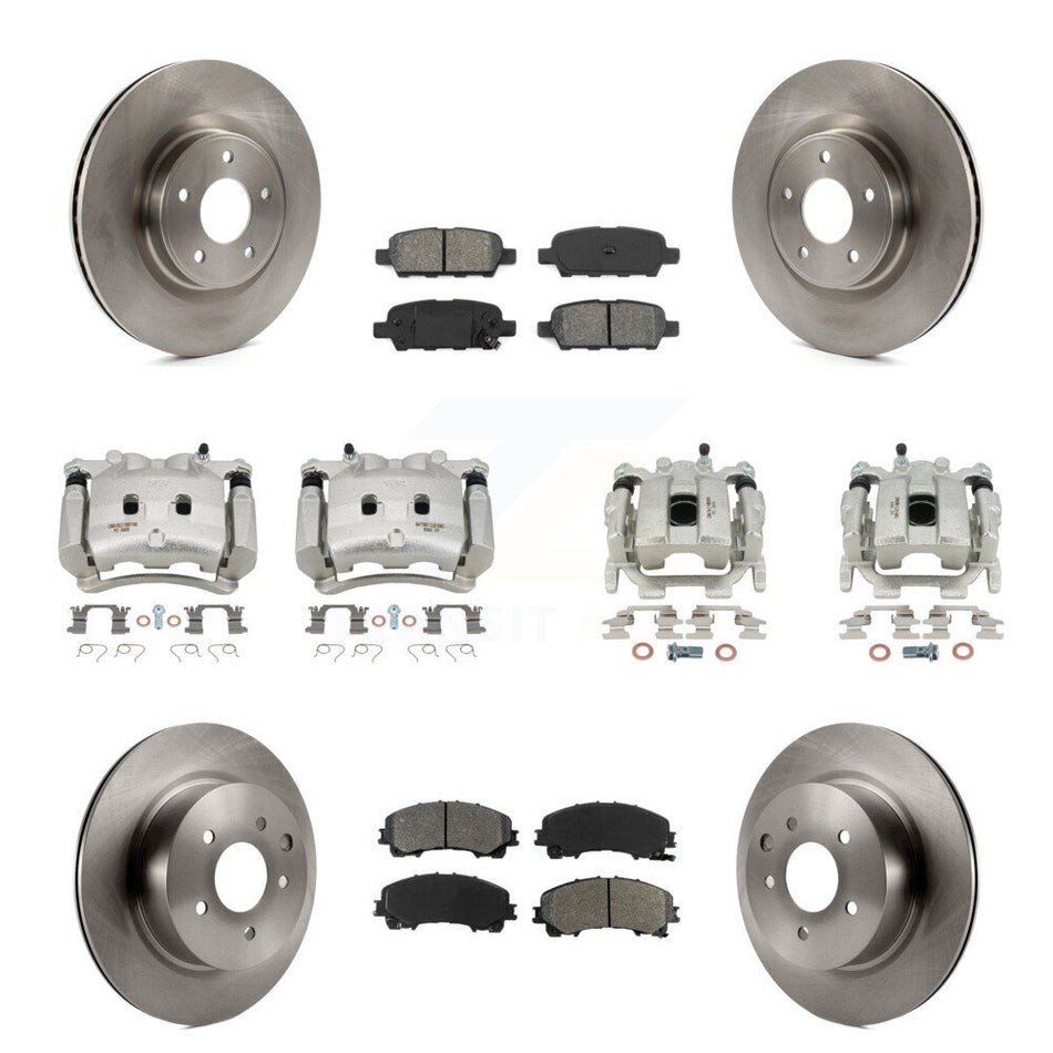 Front Rear Brake Caliper Rotors Semi-Metallic Pad Kit (10Pc) For 2016-2017 INFINITI QX50 KC8-101125S