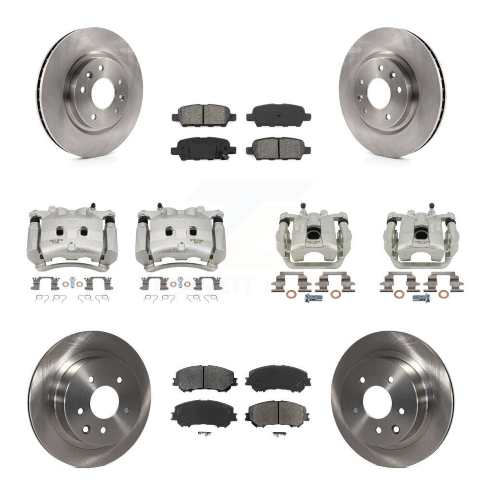 Front Rear Disc Brake Caliper Rotors And Semi-Metallic Pads Kit (10Pc) For Nissan Rogue KC8-101126S