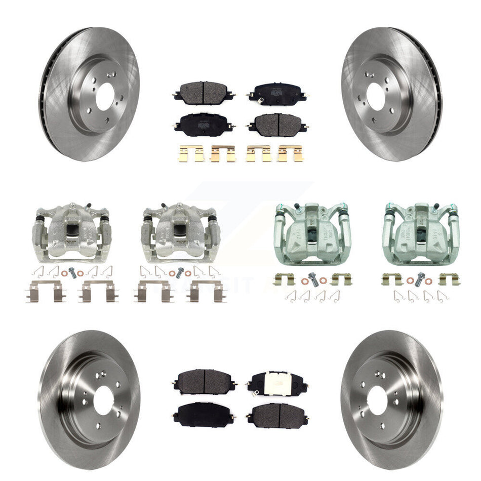 Front Rear Disc Brake Caliper Rotors And Semi-Metallic Pads Kit (10Pc) For Honda CR-V KC8-101127P