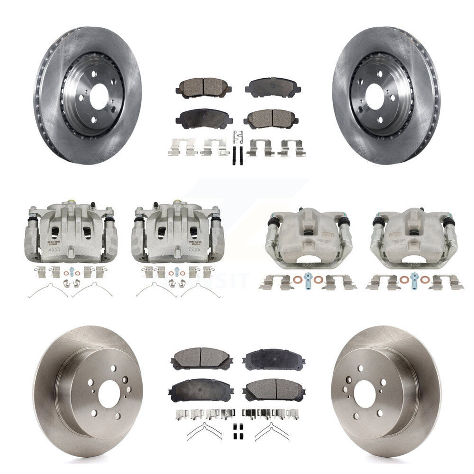 Front Rear Disc Brake Caliper Rotors And Ceramic Pads Kit (10Pc) For Toyota Highlander KC8-101127T