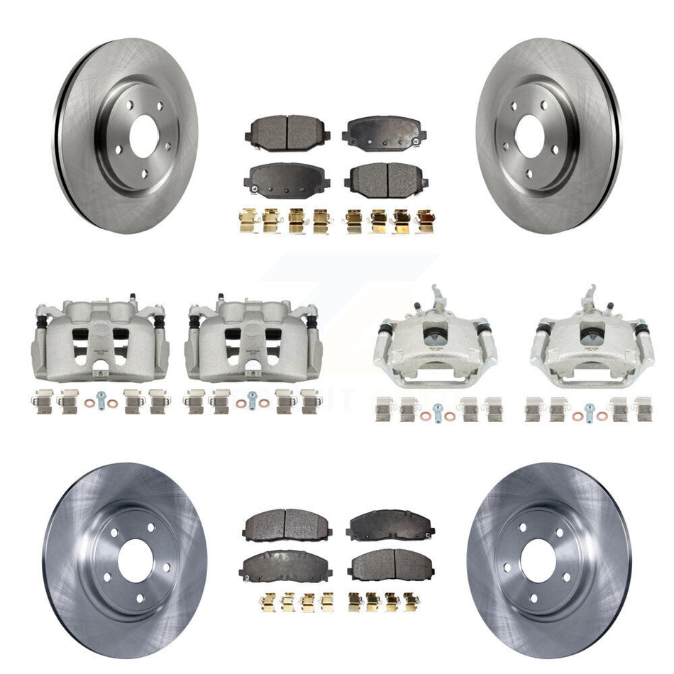 Front Rear Brake Caliper Rotors Semi-Metallic Pad Kit (10Pc) For 2014-2020 Dodge Journey KC8-101128P