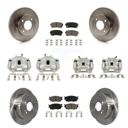 Front Rear Disc Brake Caliper Rotors And Ceramic Pads Kit (10Pc) For 2006 Hyundai Accent Hatchback KC8-101130C by Transit Auto