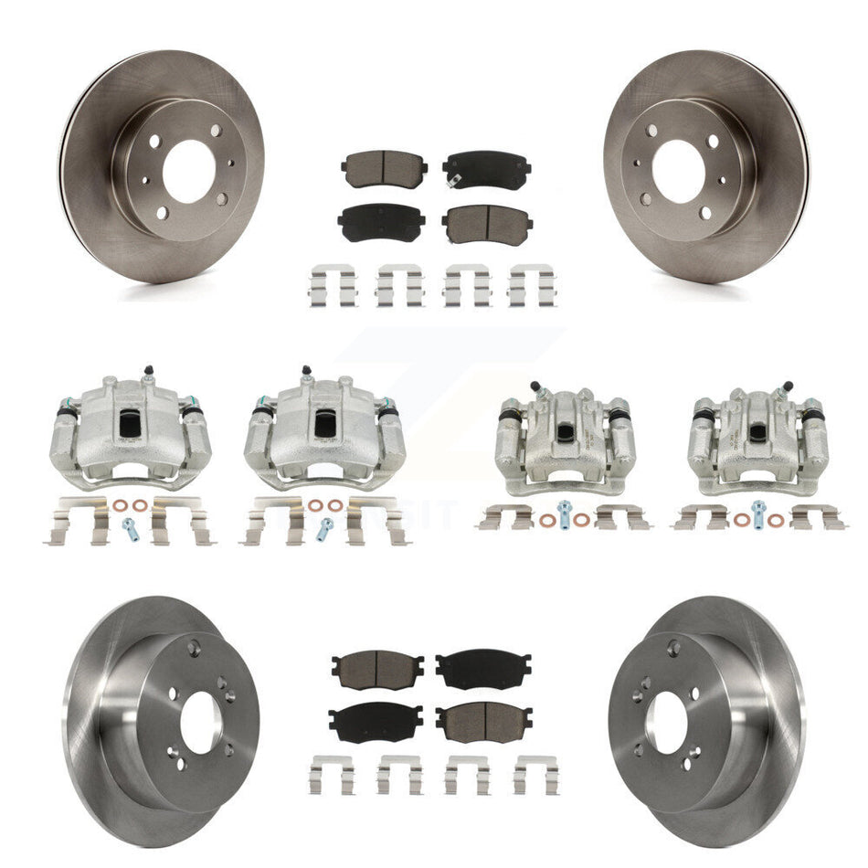 Front Rear Disc Brake Caliper Rotors And Ceramic Pads Kit (10Pc) For 2006 Hyundai Accent Hatchback KC8-101130C