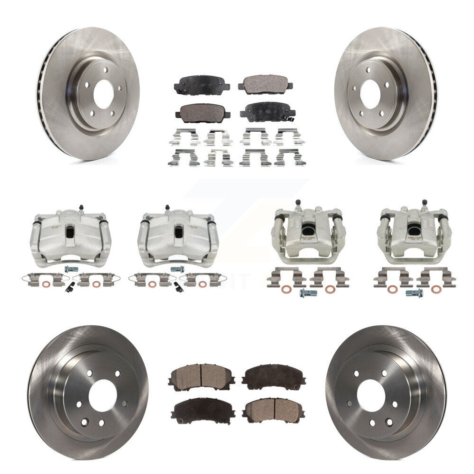 Front Rear Disc Brake Caliper Rotors And Semi-Metallic Pads Kit (10Pc) For 2014-2015 Nissan Rogue SL With 3rd Row Seating KC8-101131P