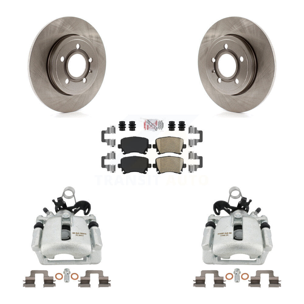 Rear Disc Brake Caliper Rotors And Ceramic Pads Kit For Audi A4 Quattro KC8-101133N by Transit Auto