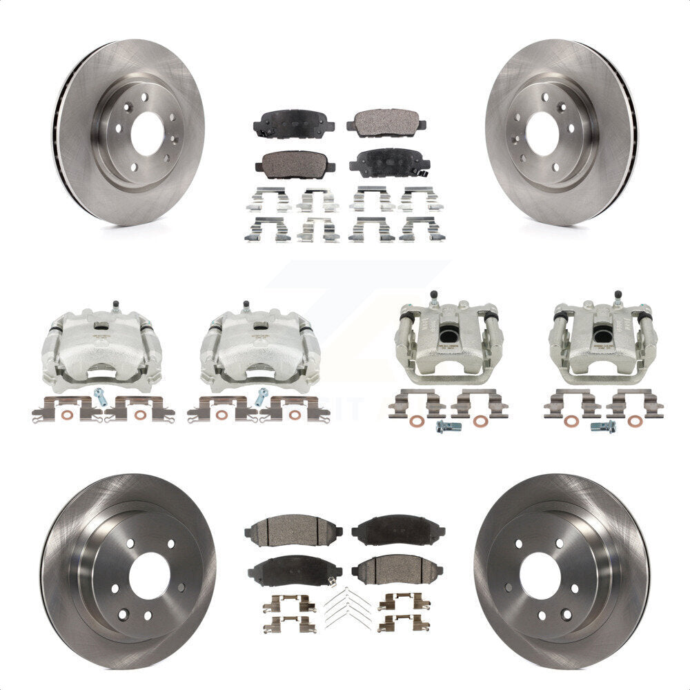 Front Rear Disc Brake Caliper Rotors And Semi-Metallic Pads Kit (10Pc) For 2015 Nissan LEAF Vehicles Manufactured In Japan KC8-101133P by Transit Auto