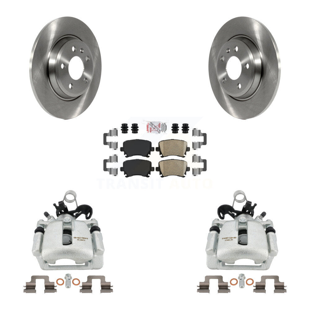 Rear Disc Brake Caliper Rotors And Ceramic Pads Kit For 2009 Audi A4 Quattro Convertible With 300mm Diameter Rotor KC8-101135N by Transit Auto