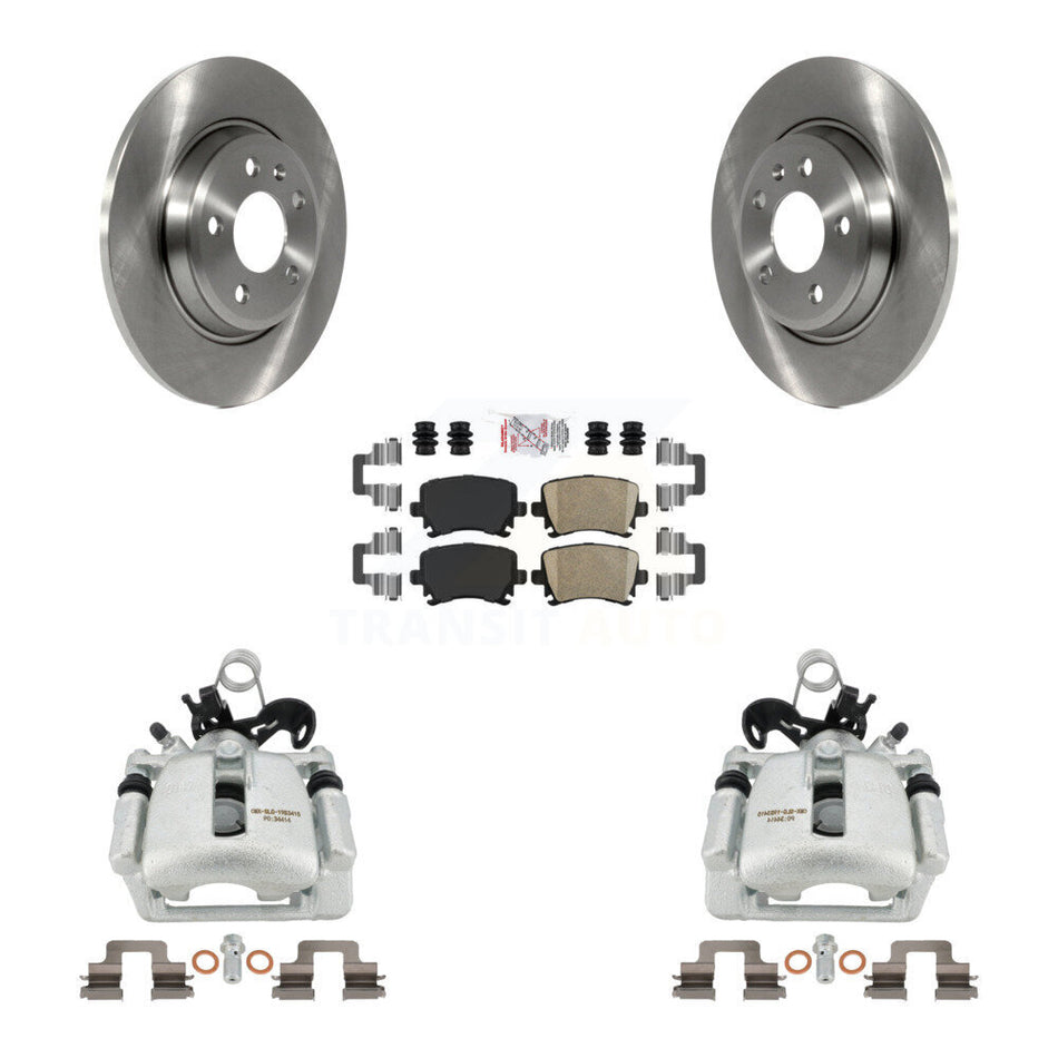 Rear Disc Brake Caliper Rotors And Ceramic Pads Kit For 2009 Audi A4 Quattro Convertible With 300mm Diameter Rotor KC8-101135N