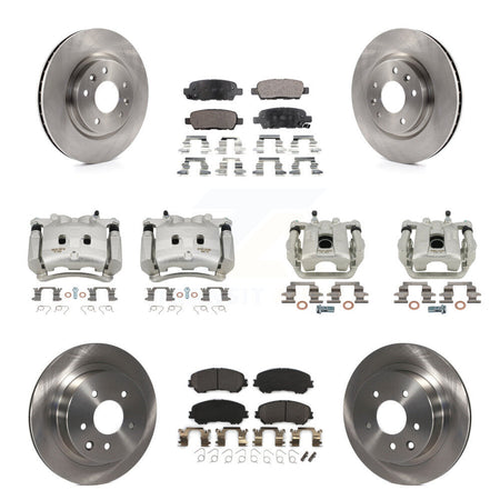 Front Rear Disc Brake Caliper Rotors And Semi-Metallic Pads Kit (10Pc) For Nissan Rogue KC8-101135P