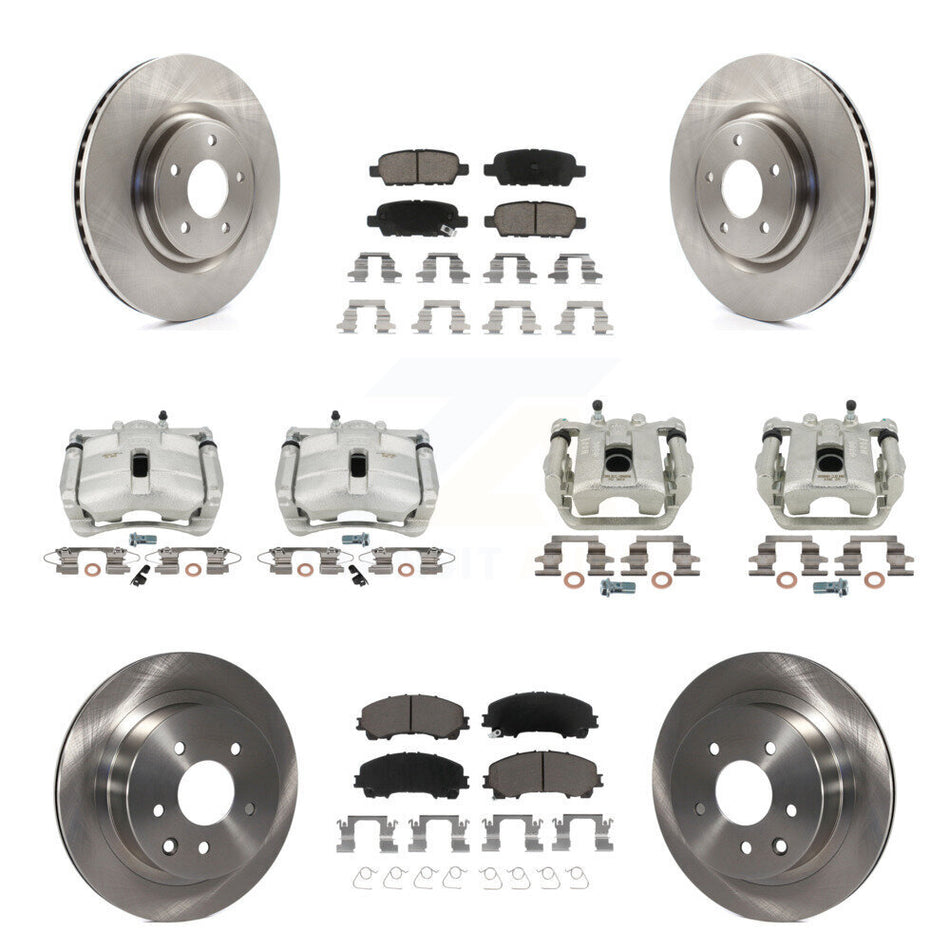 Front Rear Disc Brake Caliper Rotors And Ceramic Pads Kit (10Pc) For 2014-2015 Nissan Rogue SL With 3rd Row Seating KC8-101136C