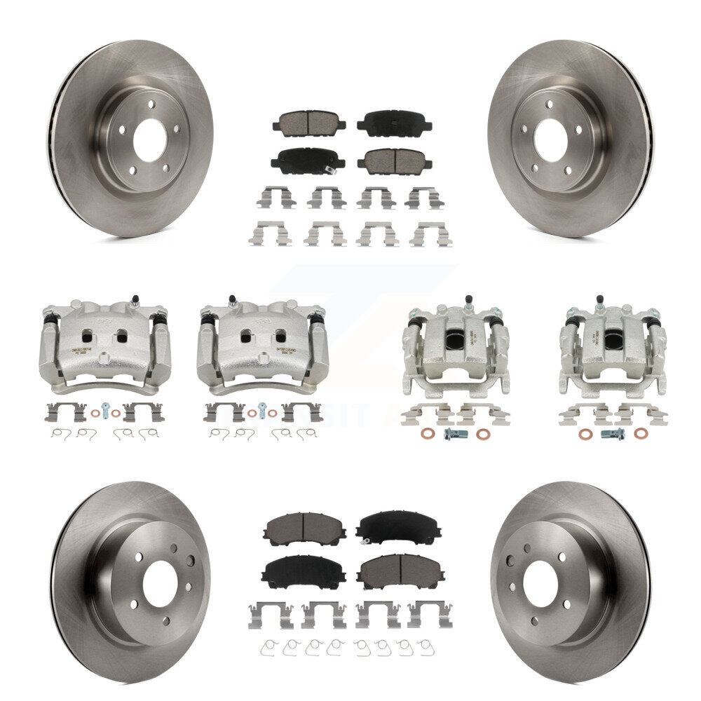 Front Rear Disc Brake Caliper Rotor & Ceramic Pad Kit (10Pc) For 2016-2017 INFINITI QX50 KC8-101137C