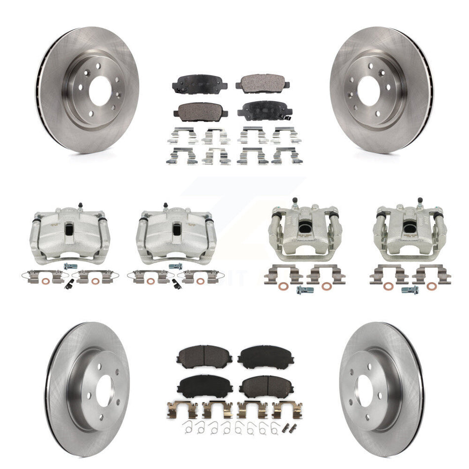 Front Rear Disc Brake Caliper Rotors And Semi-Metallic Pads Kit (10Pc) For 2019 Nissan Rogue Sport SL With Manual Parking KC8-101137P