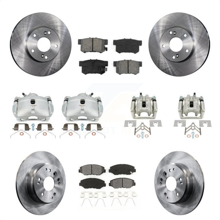 Front Rear Disc Brake Caliper Rotors And Semi-Metallic Pads Kit (10Pc) For 2003-2011 Honda Element KC8-101138S by Transit Auto