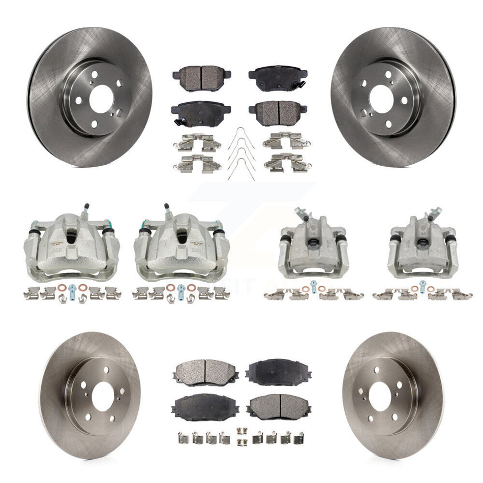 Front Rear Disc Brake Caliper Rotors And Semi-Metallic Pads Kit (10Pc) For Toyota Matrix KC8-101139P