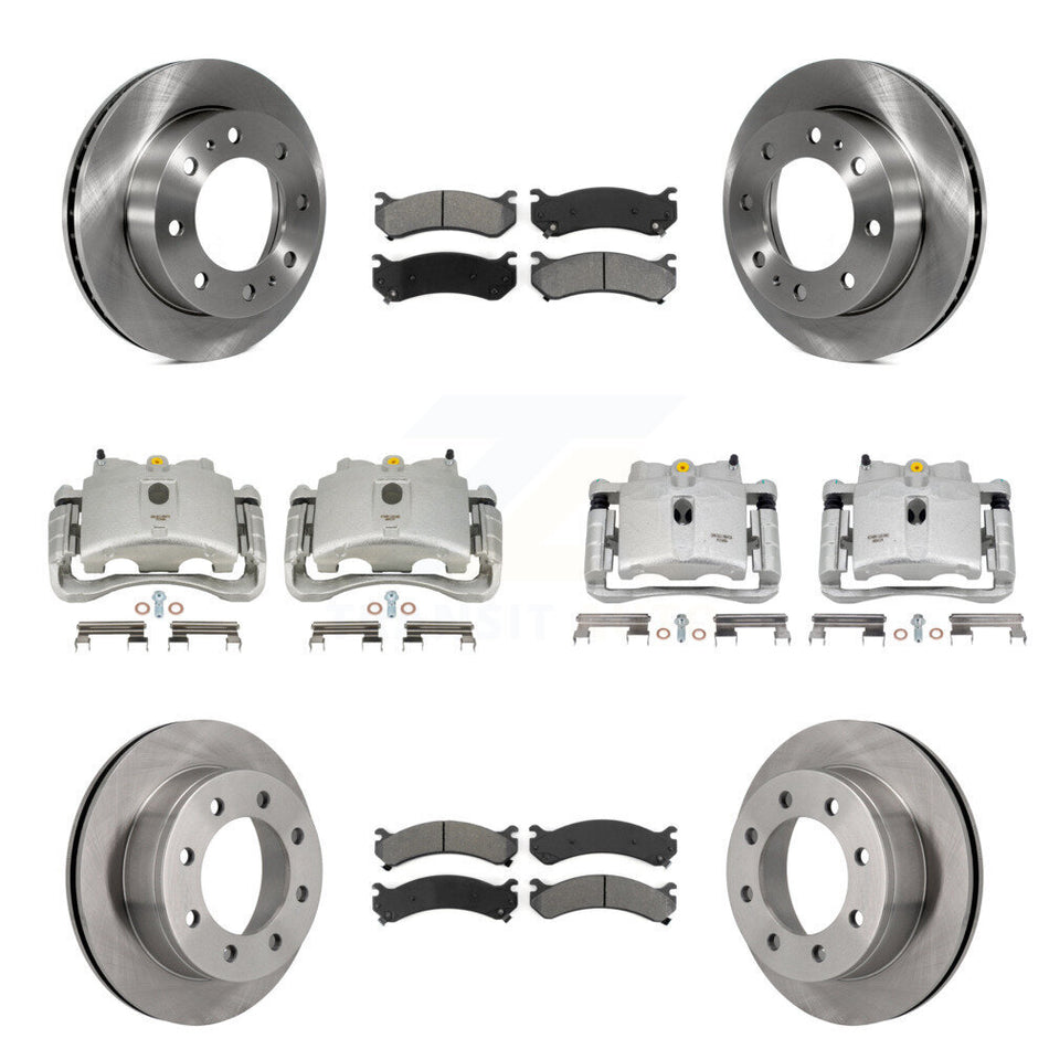 Front Rear Disc Brake Caliper Rotors And Semi-Metallic Pads Kit (10Pc) For Chevrolet Silverado 2500 HD GMC Sierra 3500 Classic Suburban Yukon XL Avalanche KC8-101142S