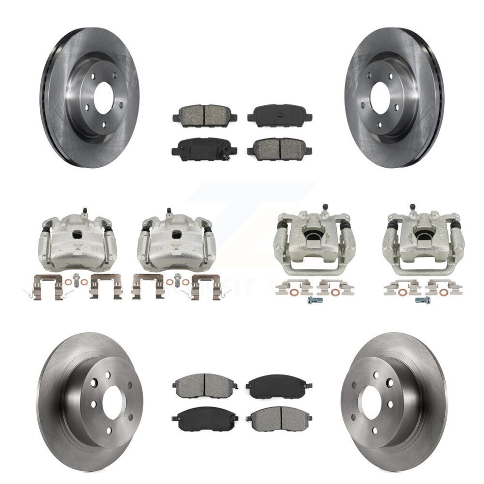 Front Rear Disc Brake Caliper Rotors And Semi-Metallic Pads Kit (10Pc) For Nissan Altima KC8-101143S