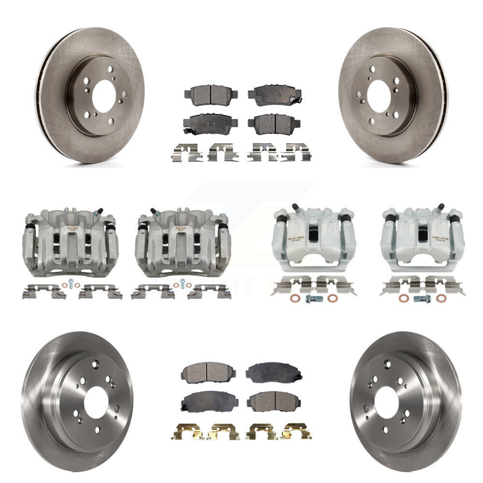 Front Rear Brake Caliper Rotors Semi-Metallic Pad Kit (10Pc) For 2005-2010 Honda Odyssey KC8-101144P