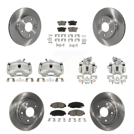 Front Rear Disc Brake Caliper Rotors And Ceramic Pads Kit (10Pc) For Honda Civic KC8-101145C