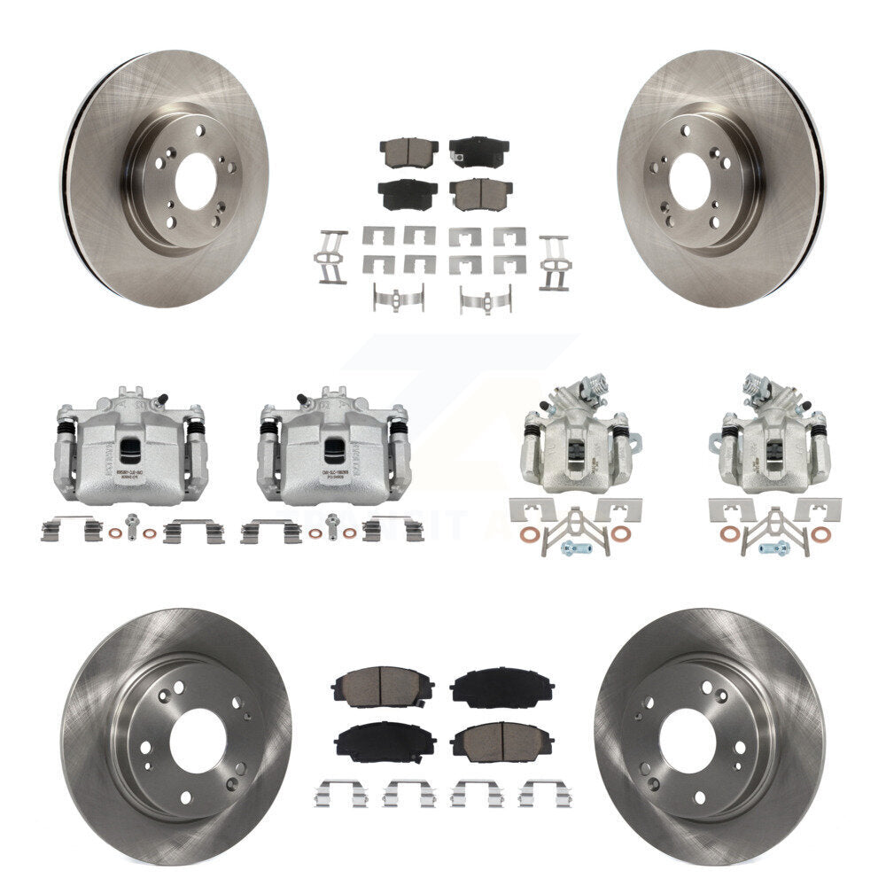 Front Rear Brake Caliper Rotor Ceramic Pad Kit (10Pc) For 06-08 Honda Civic Si with 2.0L KC8-101146C