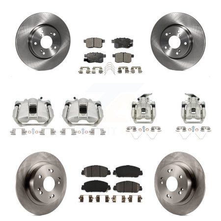Front Rear Disc Brake Caliper Rotors And Semi-Metallic Pads Kit (10Pc) For Honda Accord KC8-101147P