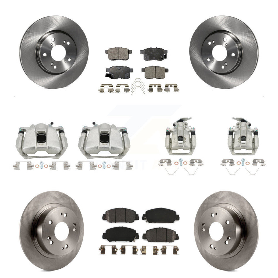 Front Rear Disc Brake Caliper Rotors And Semi-Metallic Pads Kit (10Pc) For Honda Accord KC8-101147P
