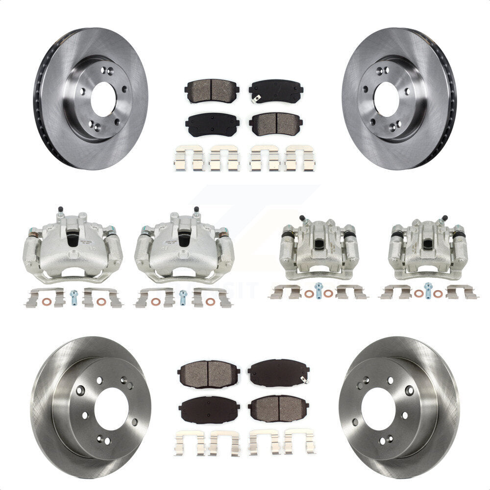 Front Rear Disc Brake Caliper Rotors And Semi-Metallic Pads Kit (10Pc) For Kia Forte Koup Forte5 2.0L KC8-101147S by Transit Auto