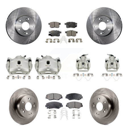 Front Rear Disc Brake Caliper Rotors And Semi-Metallic Pads Kit (10Pc) For Honda Accord KC8-101148P