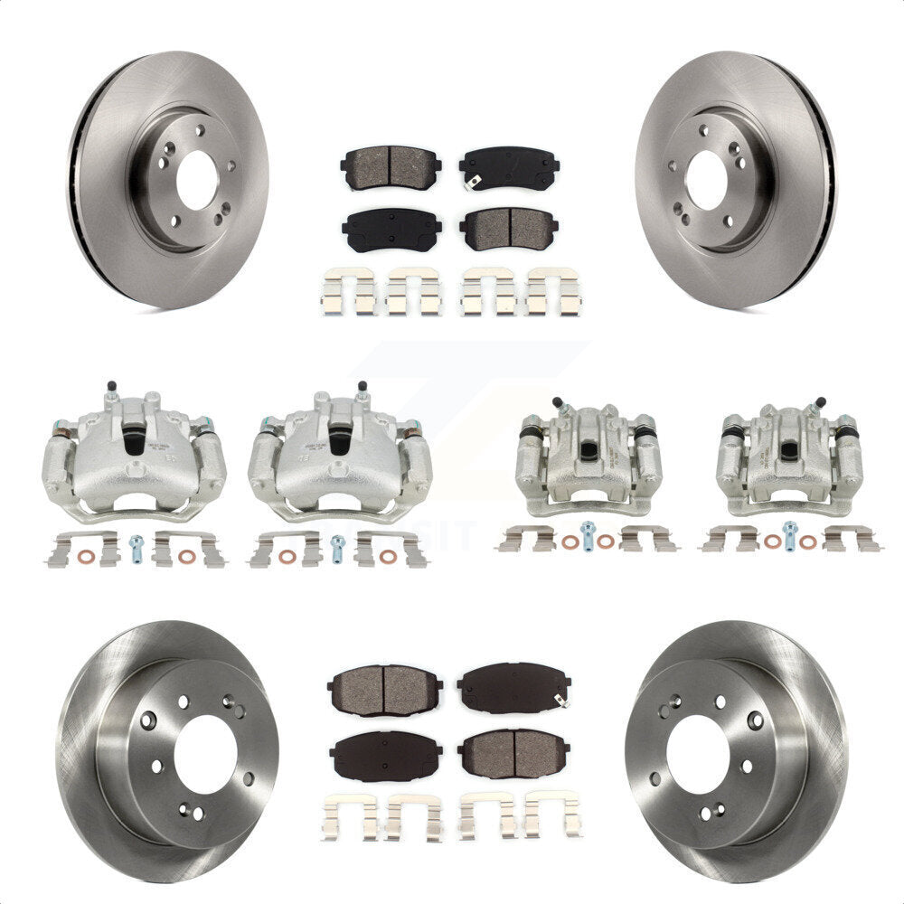 Front Rear Disc Brake Caliper Rotors And Semi-Metallic Pads Kit (10Pc) For Kia Forte5 2.0L KC8-101148S by Transit Auto