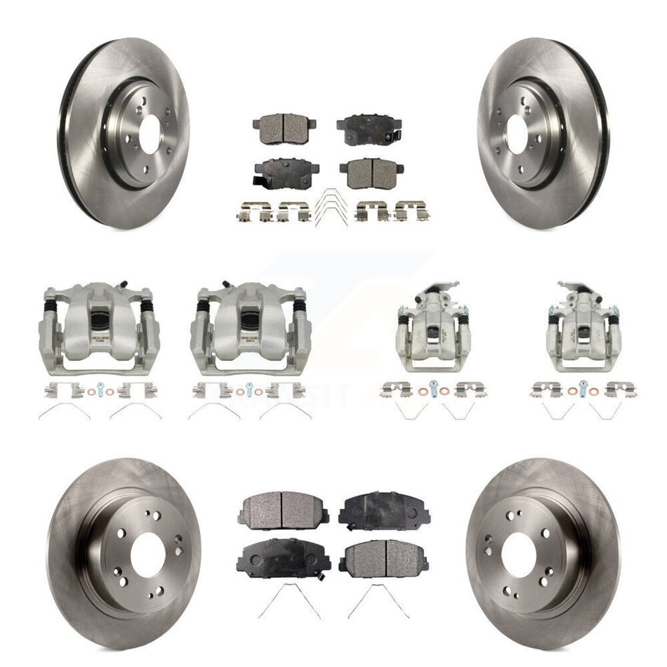 Front Rear Disc Brake Caliper Rotors And Semi-Metallic Pads Kit (10Pc) For Honda Accord KC8-101149P