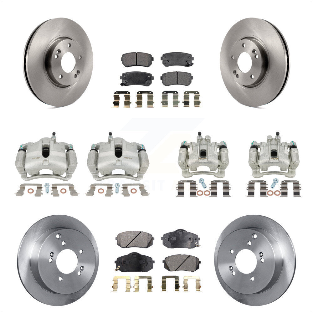 Front Rear Disc Brake Caliper Rotors And Ceramic Pads Kit (10Pc) For Hyundai Tucson Kia Sportage KC8-101149T by Transit Auto