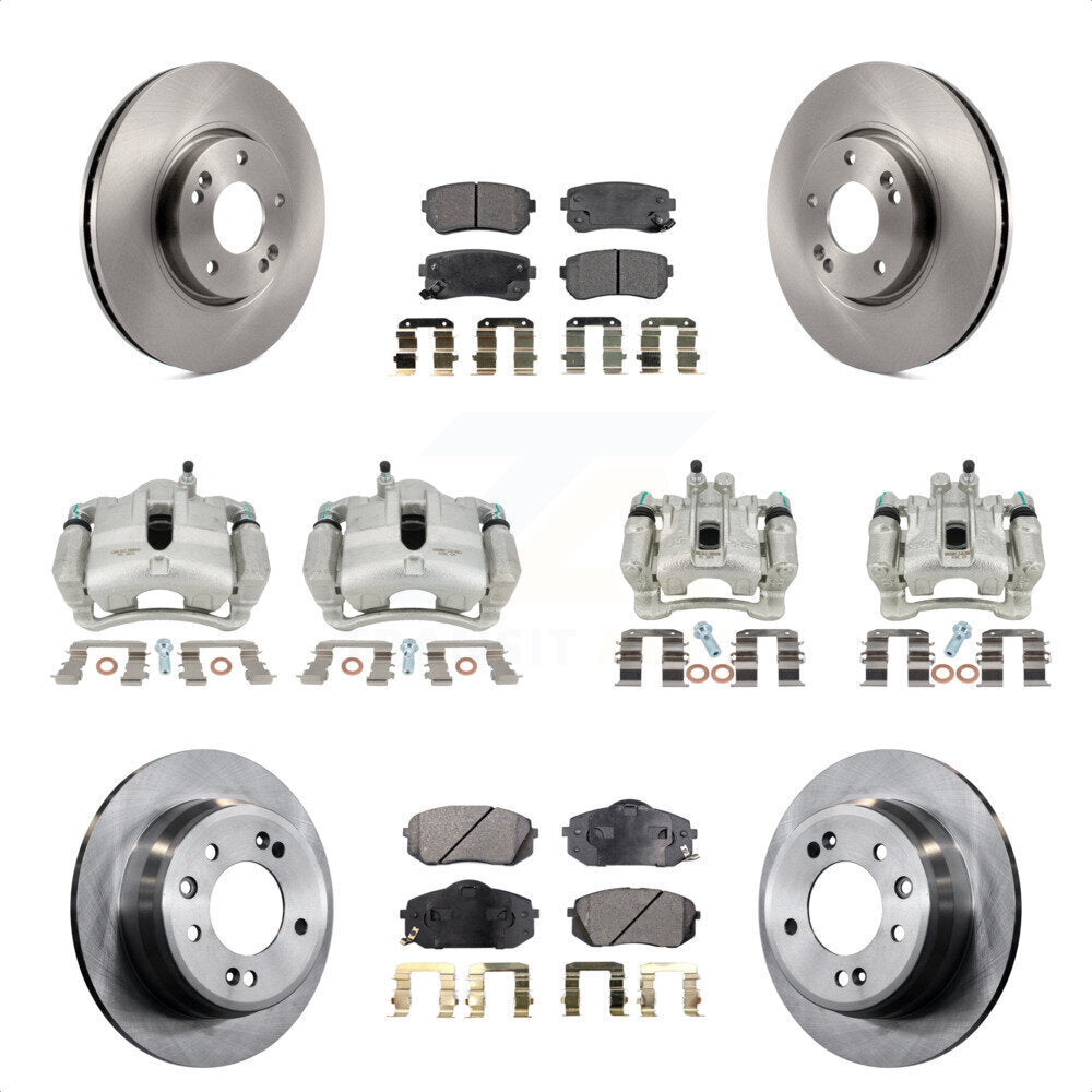 Front Rear Disc Brake Caliper Rotors And Ceramic Pads Kit (10Pc) For Kia Sportage Hyundai Tucson KC8-101151T by Transit Auto