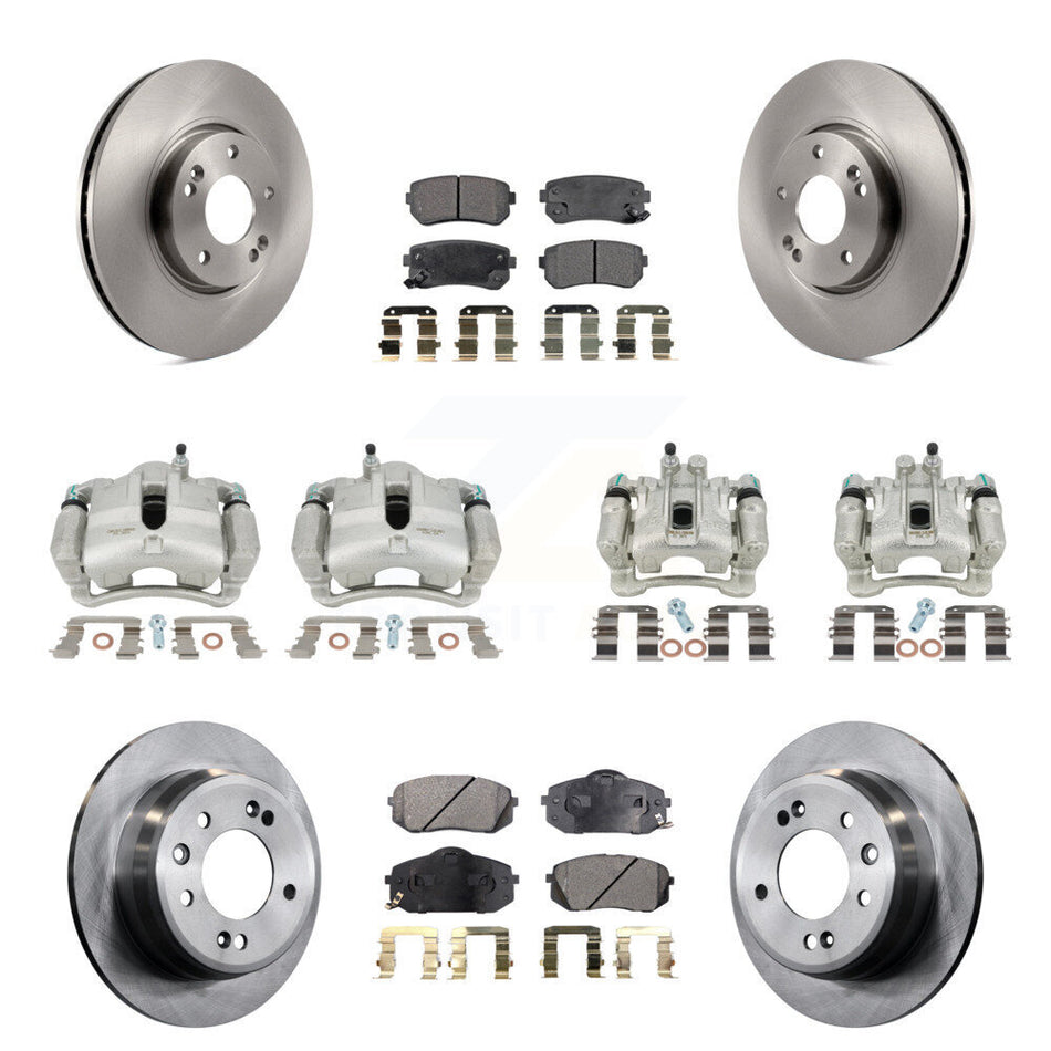 Front Rear Disc Brake Caliper Rotors And Ceramic Pads Kit (10Pc) For Kia Sportage Hyundai Tucson KC8-101151T