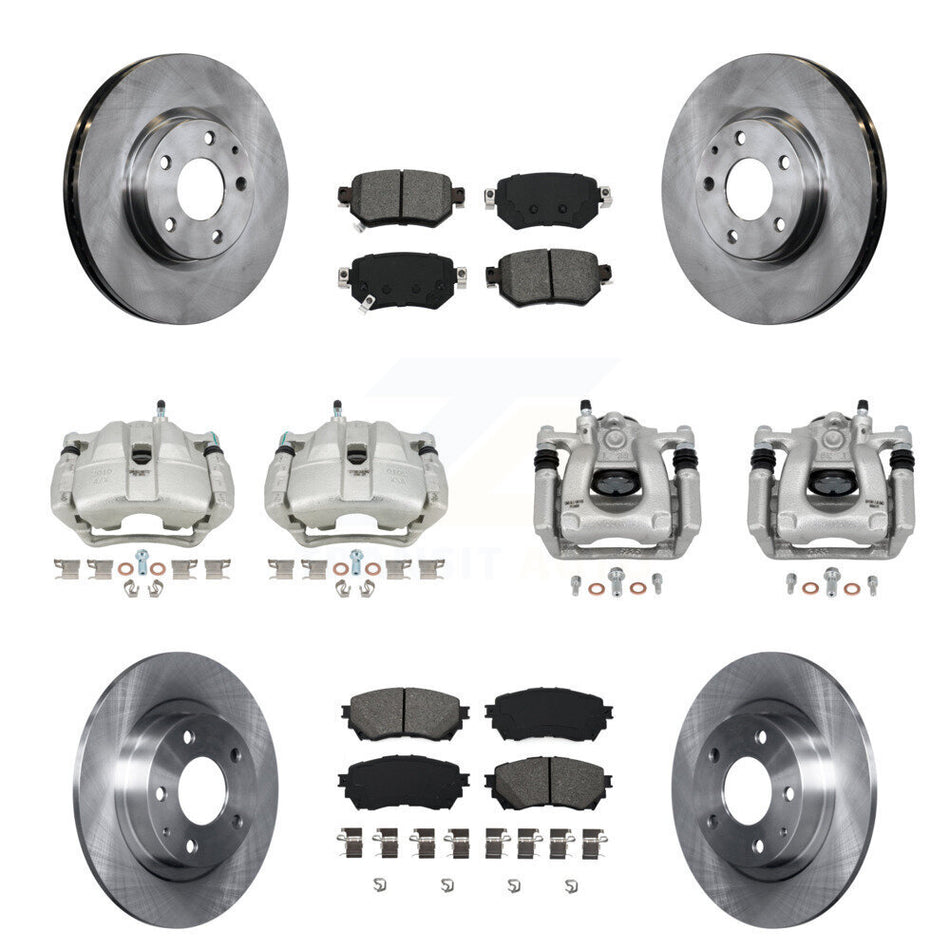 Front Rear Disc Brake Caliper Rotors And Semi-Metallic Pads Kit (10Pc) For Mazda 6 KC8-101152S