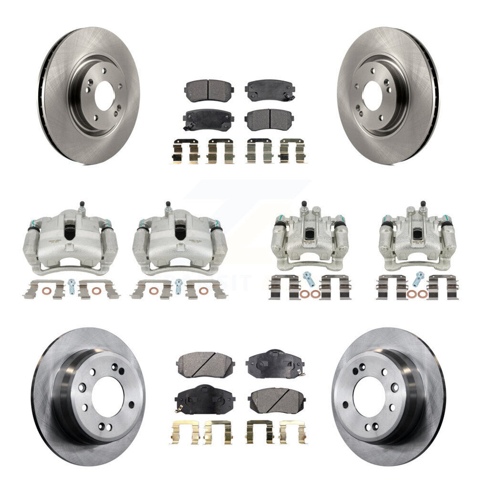 Front Rear Disc Brake Caliper Rotors And Ceramic Pads Kit (10Pc) For 2015 Hyundai Tucson FWD with FUEL CELL EV (FCEV) engine KC8-101152T