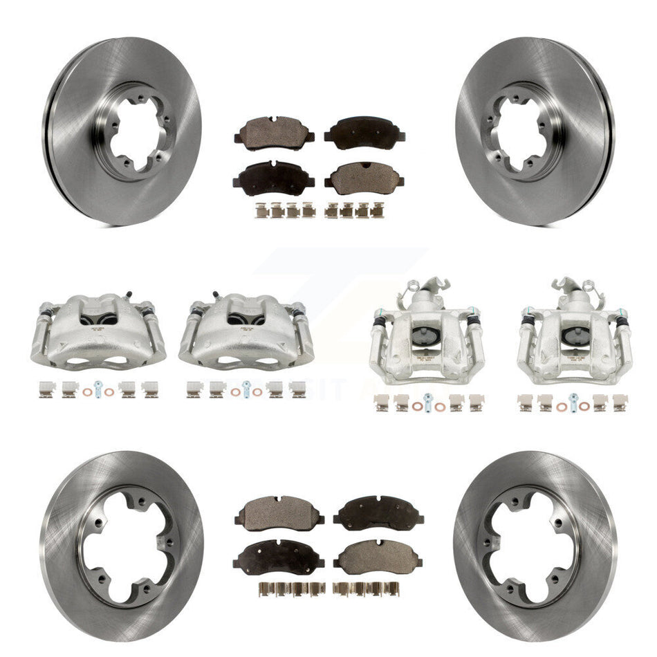 Front Rear Disc Brake Caliper Rotors & Semi-Metallic Pad Kit (10Pc) For Ford Transit-250 KC8-101153P