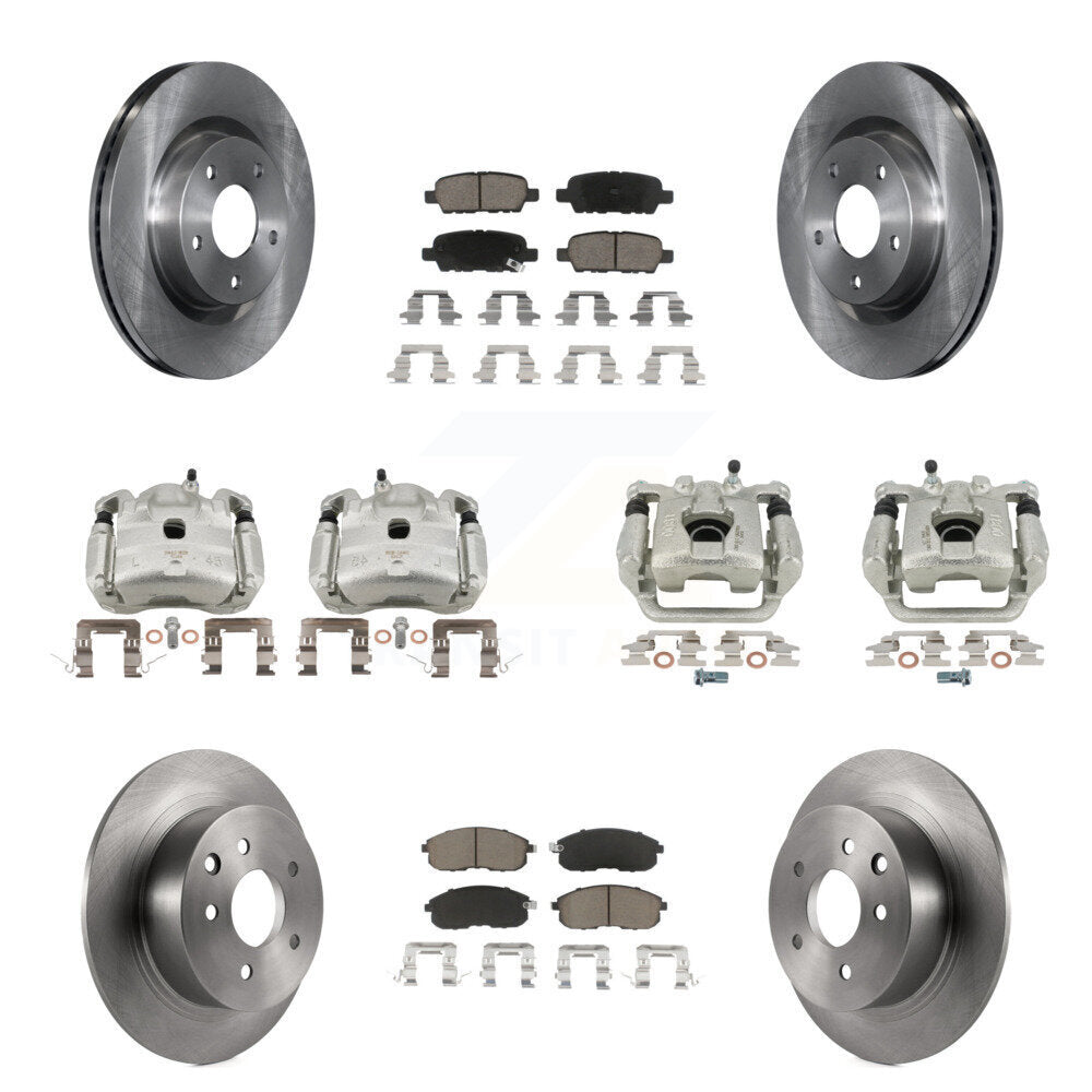 Front Rear Disc Brake Caliper Rotors And Ceramic Pads Kit (10Pc) For Nissan Altima KC8-101154C