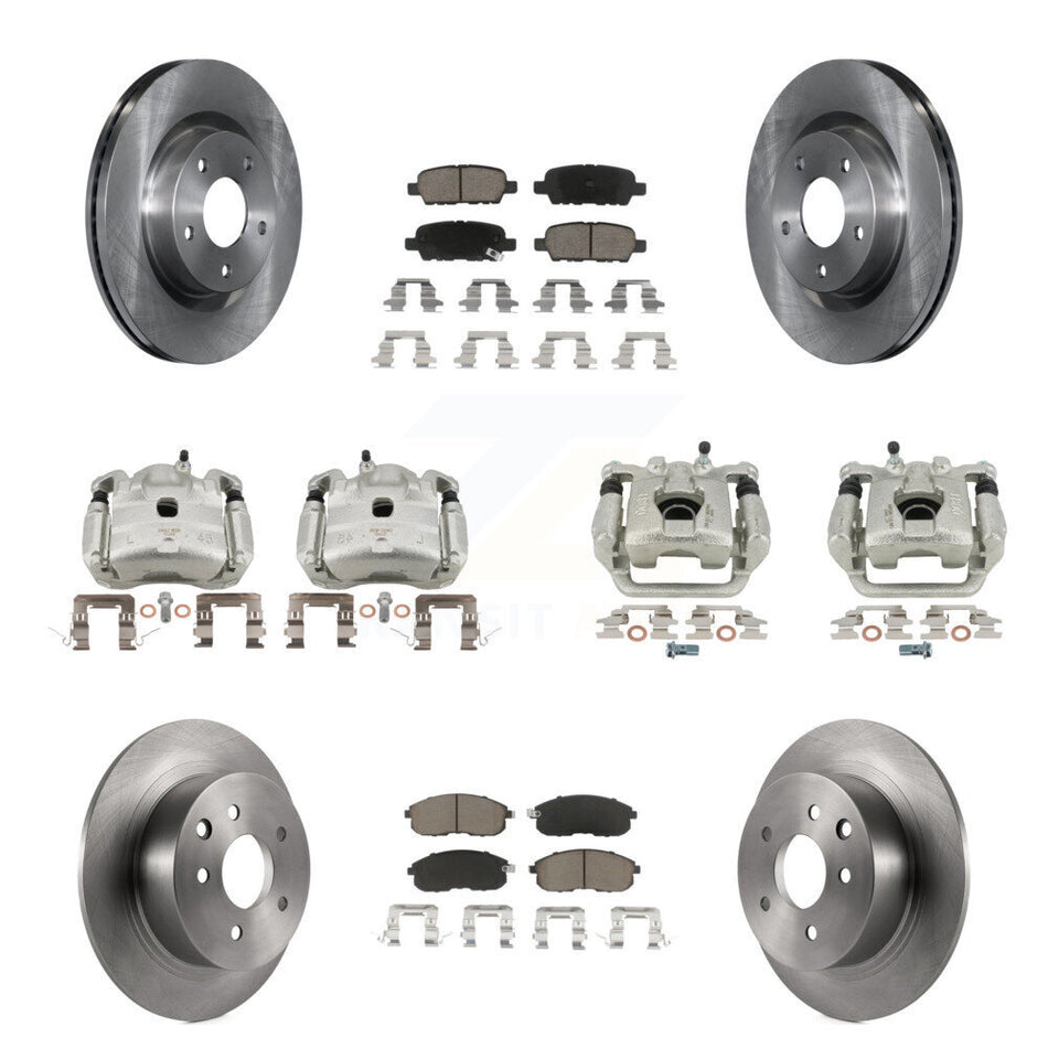 Front Rear Disc Brake Caliper Rotors And Ceramic Pads Kit (10Pc) For Nissan Altima KC8-101154C