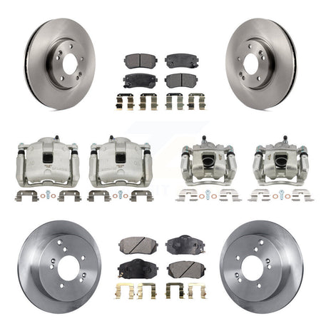 Front Rear Brake Caliper Rotors Ceramic Pad Kit (10Pc) For 16 Kia Sportage AWD with 2.4L KC8-101155T