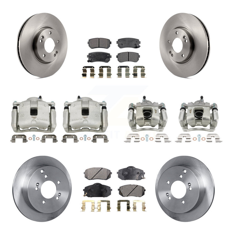 Front Rear Brake Caliper Rotors Ceramic Pad Kit (10Pc) For 16 Kia Sportage AWD with 2.4L KC8-101155T
