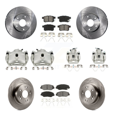 Front Rear Disc Brake Caliper Rotors And Semi-Metallic Pads Kit (10Pc) For Honda Accord KC8-101156S