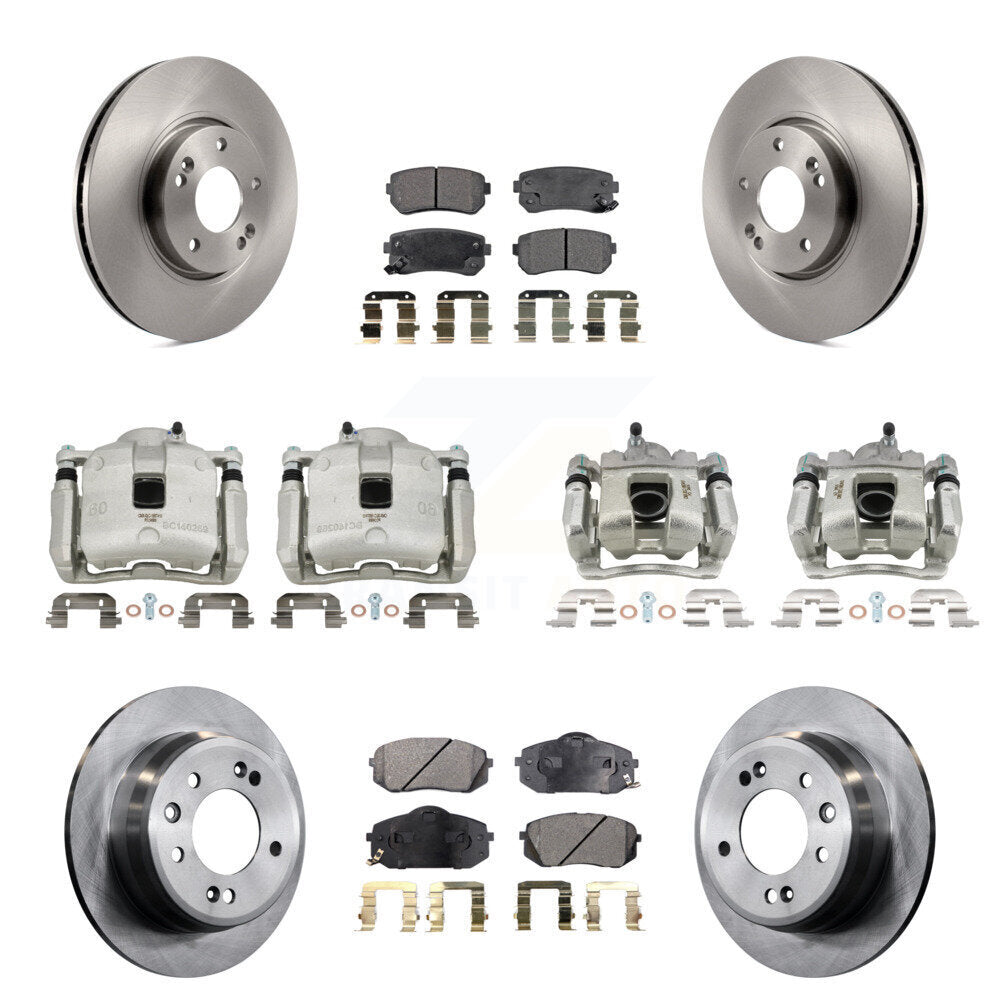 Front Rear Brake Caliper Rotors Ceramic Pad Kit (10Pc) For 16 Kia Sportage FWD with 2.4L KC8-101156T