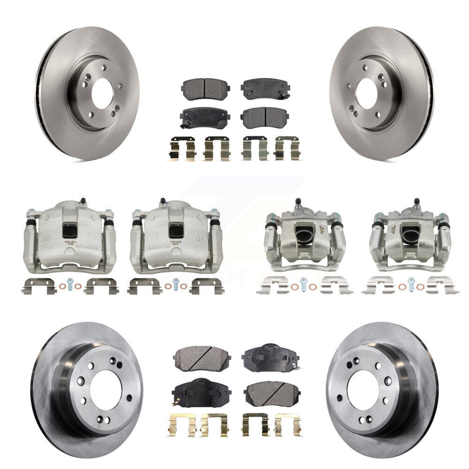 Front Rear Brake Caliper Rotors Ceramic Pad Kit (10Pc) For 16 Kia Sportage FWD with 2.4L KC8-101156T