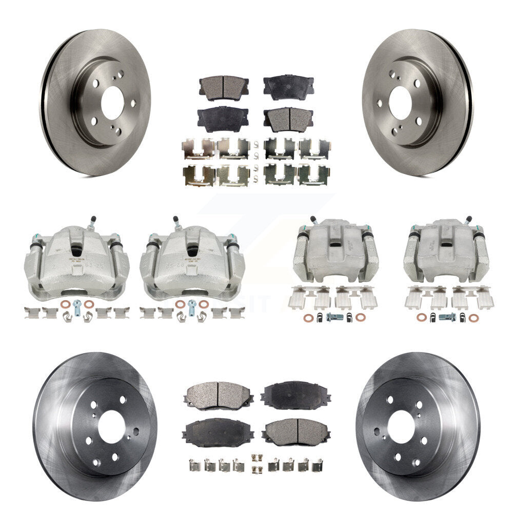 Front Rear Brake Caliper Rotor Semi-Metallic Pad Kit (10Pc) For 2014-2015 Toyota RAV4 LE KC8-101158P